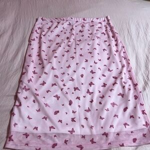 pink mesh butterfly midi skirt